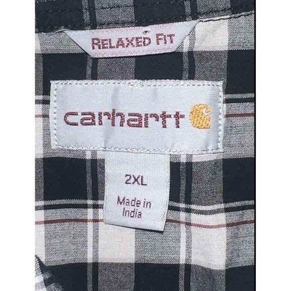Carhartt Relaxed Fit Short Sleeve Button Down Plaid Shirt Men's Size 2XL - Picture 15 of 16